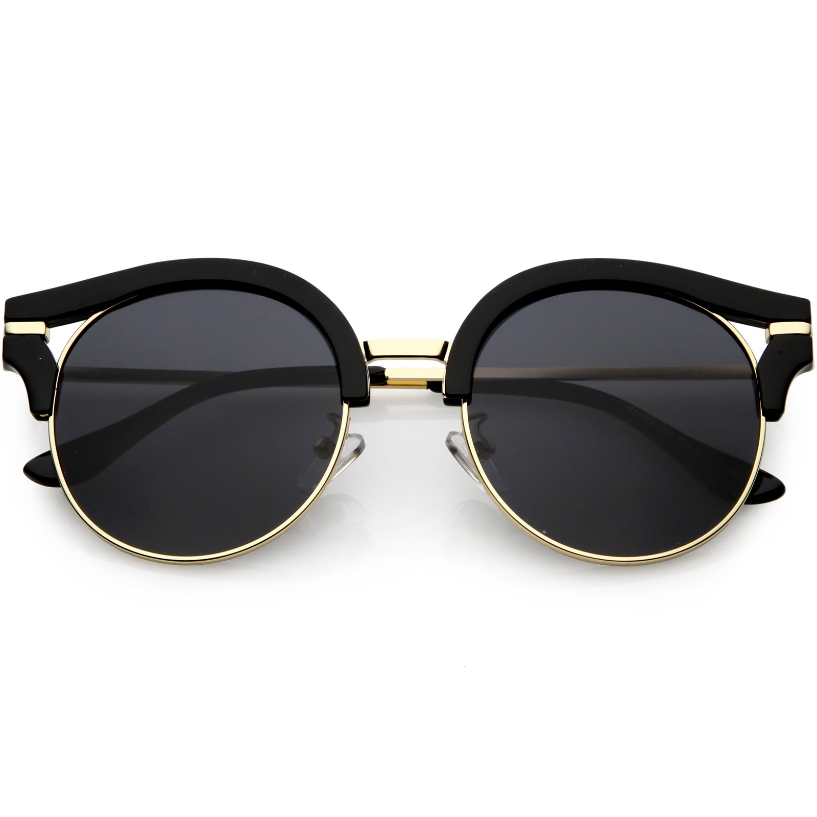 Round Metal Arms Polarized Flat Lens Cat Eye Sunglasses C896