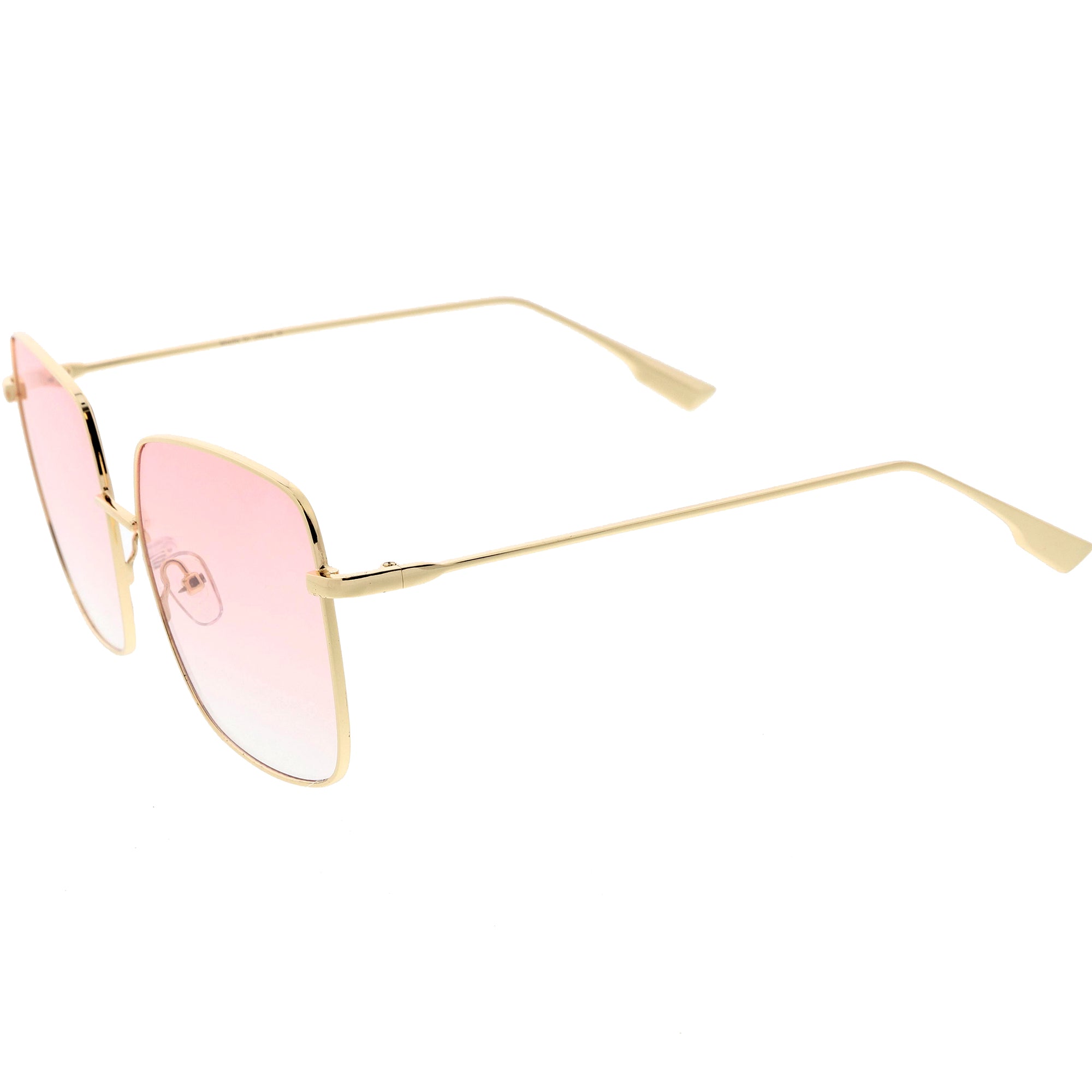 Oversize Women's Square Flat Lens Thin Metal Sunglasses - zeroUV