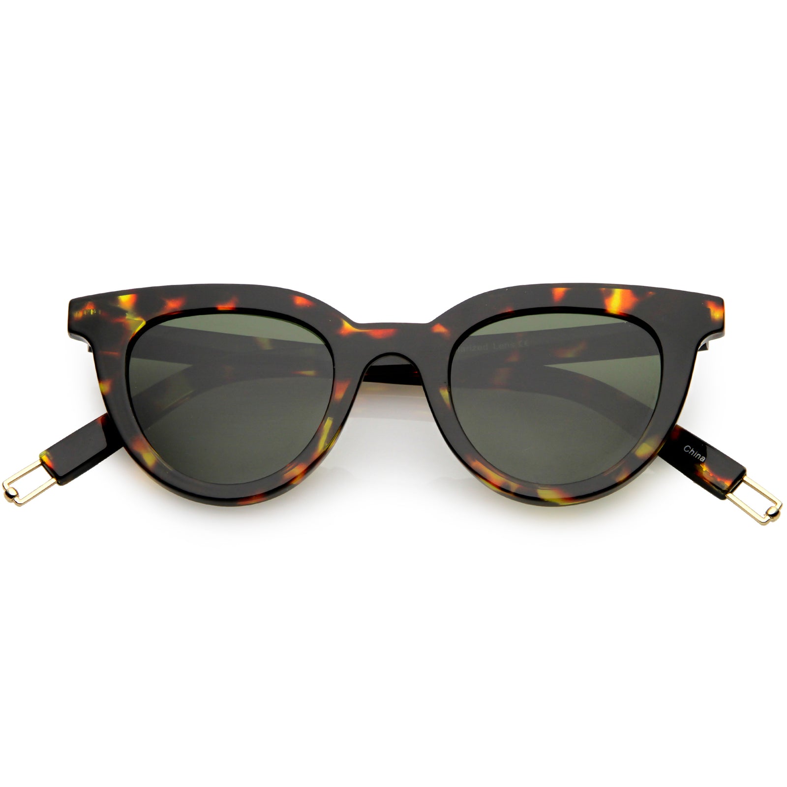 Modern Metal Arm Tip Polarized Lens Horn Rimmed Sunglasses C925