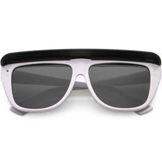 Gafas de sol retro con visera plana junto a la piscina Life Guard de los años 80 C951 - Humo blanco