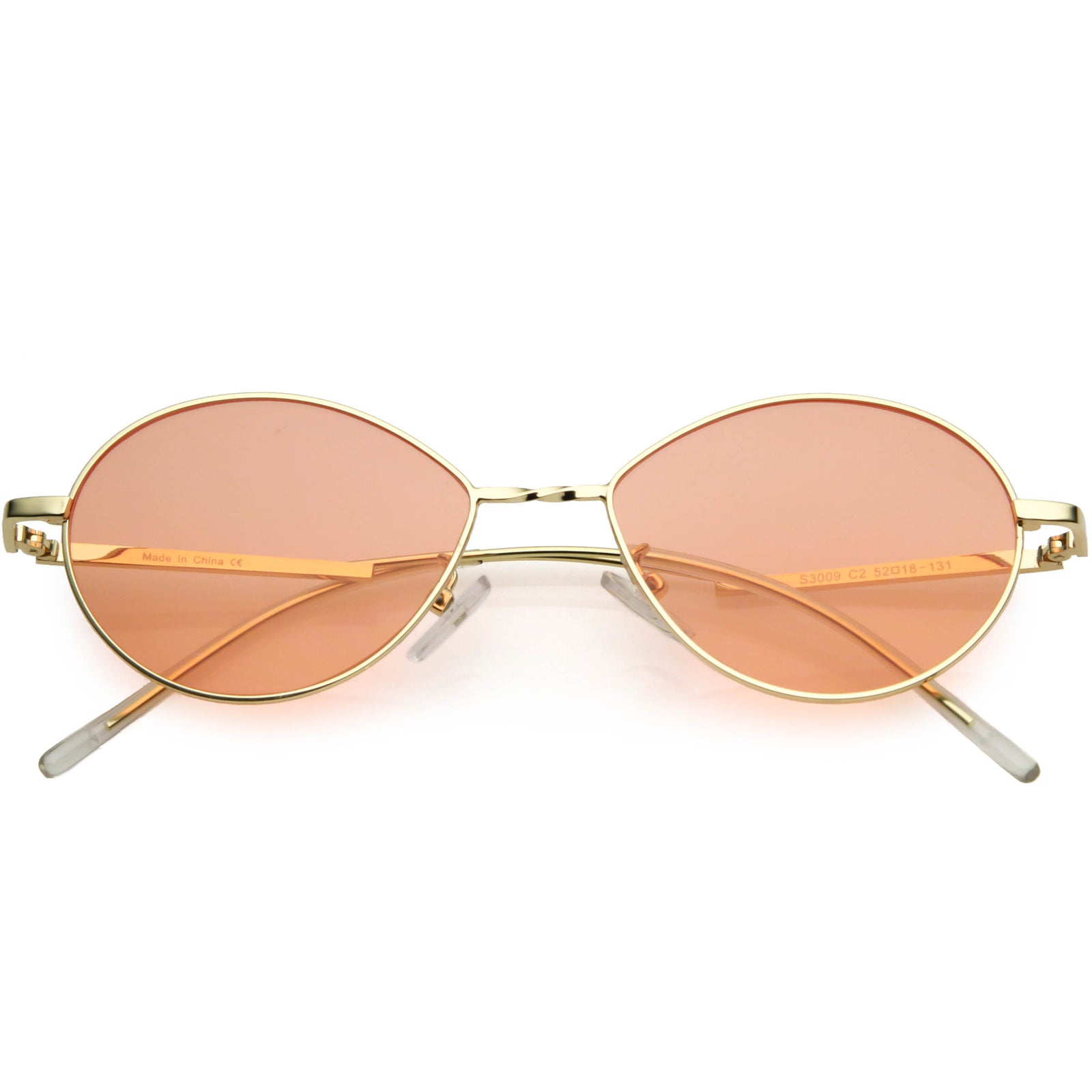 Retro Sophisticated Color Tinted Lenses Gold Metal Frame Oval Sunglasses C978