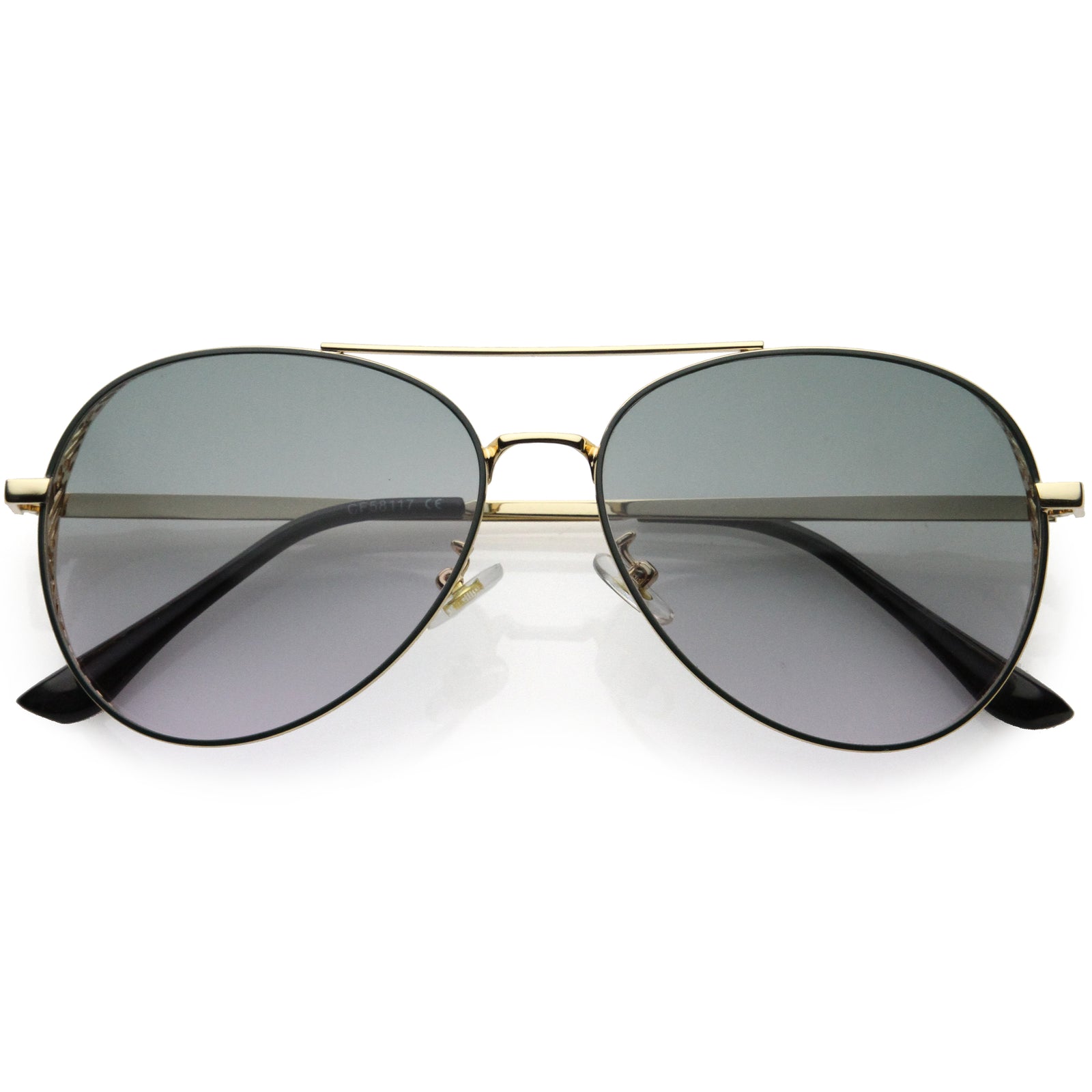 Gafas de sol estilo aviador con cubierta lateral y detalle de metal cortado con láser de lujo D027