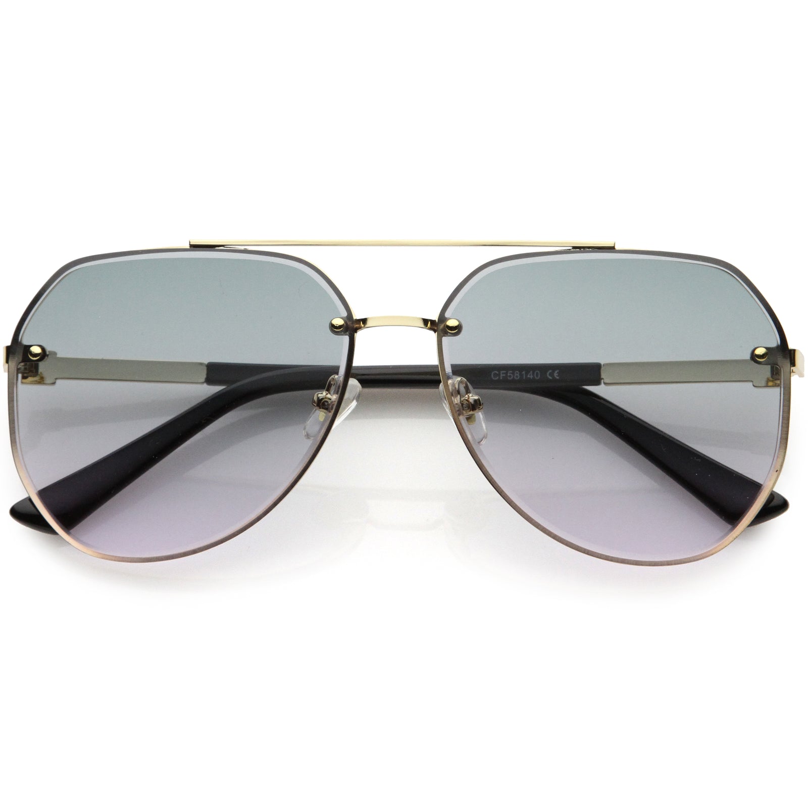 Luxe Rhinestones Temple Accent Bevelled Lens Square Sunglasses D029