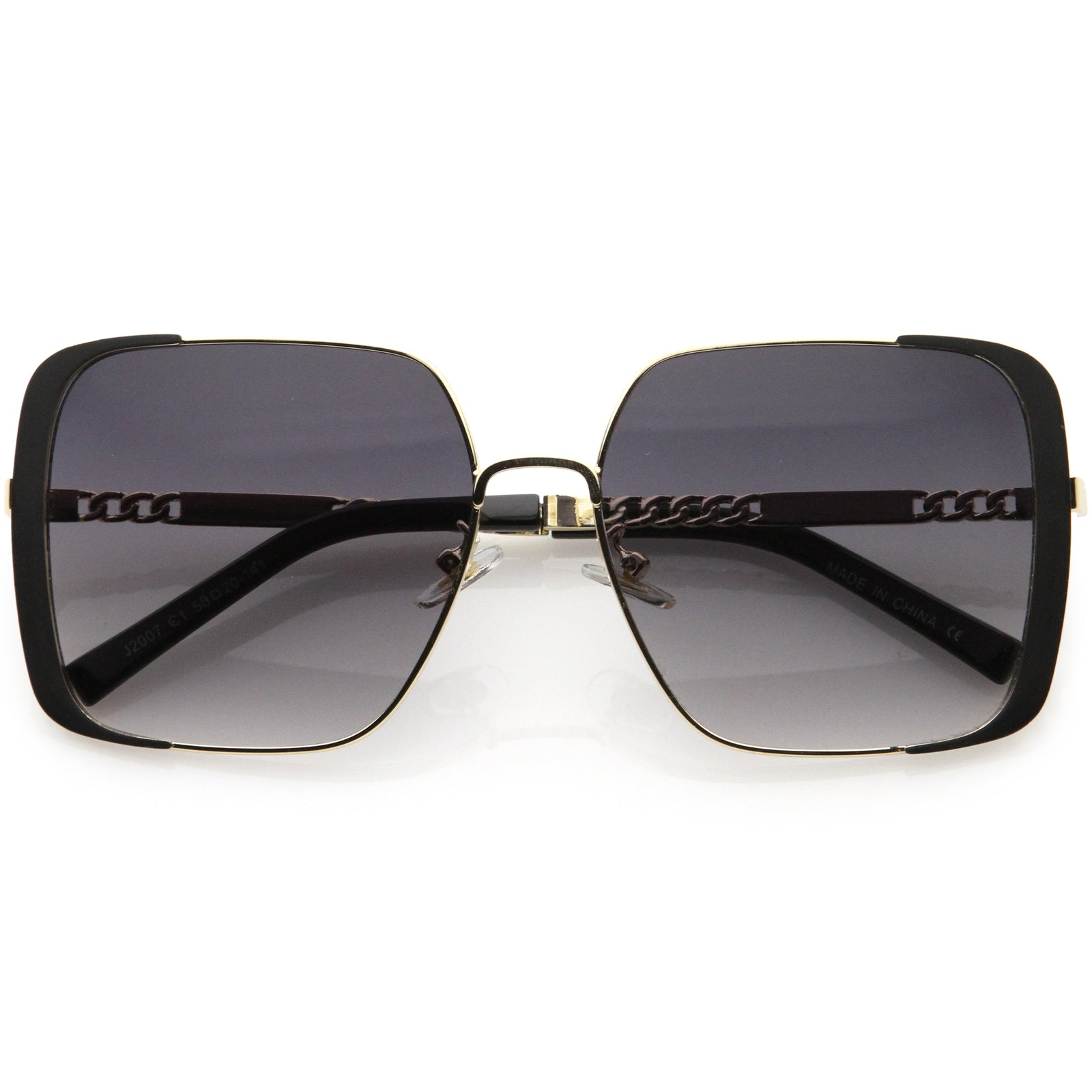 Luxe Oversize Retro Embellished Frame Square Sunglasses D031