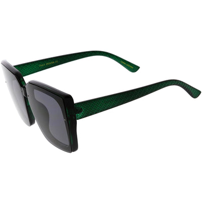 Glamorous Designer-Inspired Argyle Embossed Arms Oversized Square Sunglasses  - zeroUV