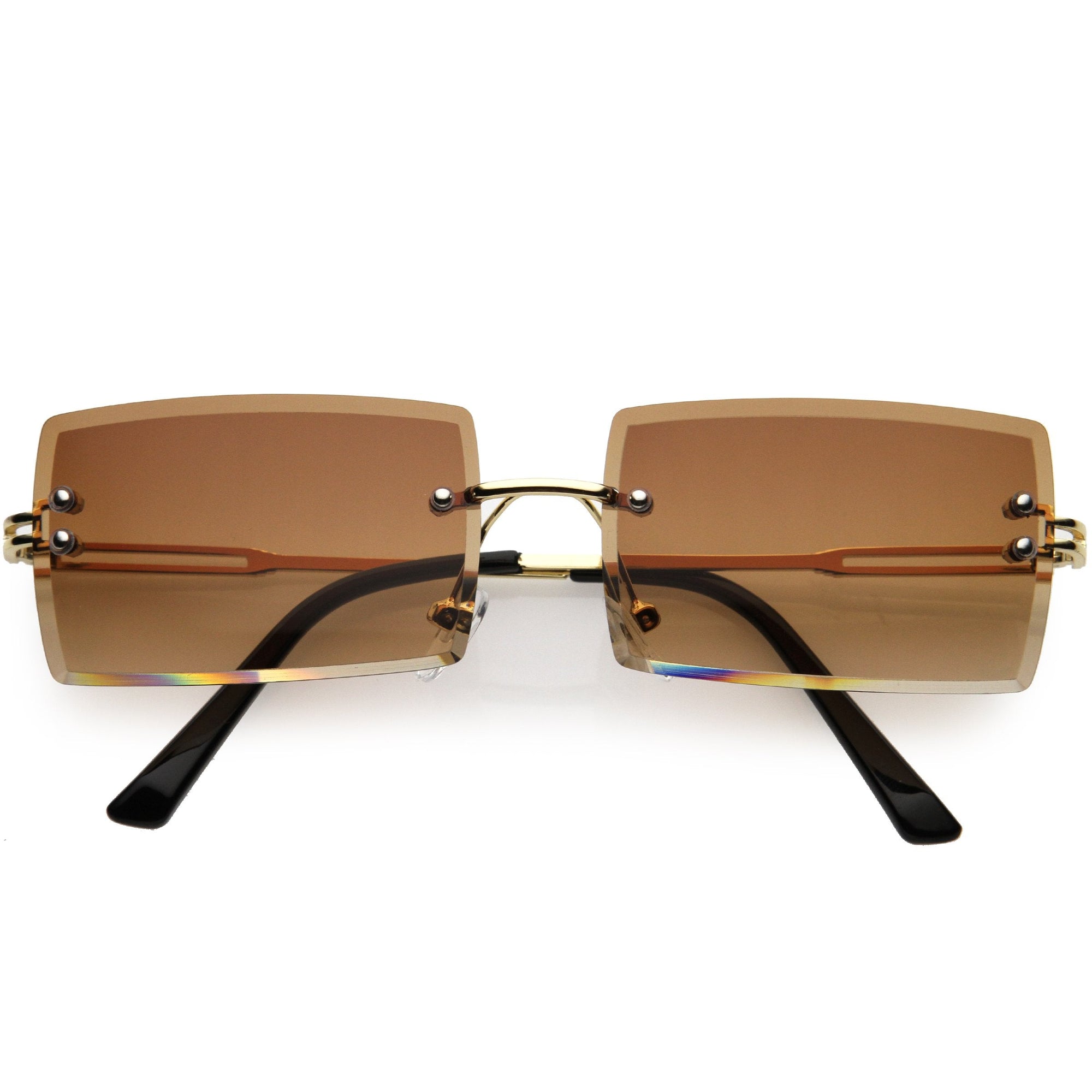 Metal Rimless Square Large Lens High Quality Women's Sunglasses